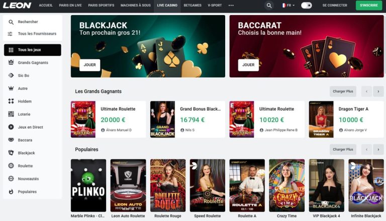 Leon Casino jeux live