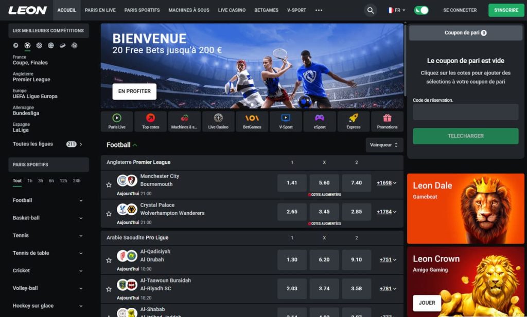 Leon Casino page accueil